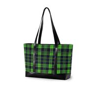 decor gift Bolsa de viaje impermeable con cremallera, máscara de vacaciones, corona de flor de lis, morado, verde, dorado, para mujer con, Tartán verde neón atrevido a la moda
