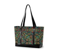 decor gift Bolsa grande profesional con cremallera, diseño de flores moradas para universidad, con pañal, Vivid Paisley Bloom Lush Botanical