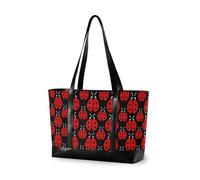 decor gift Bolsa impermeable para laptop con cremallera, lindas ardillas con corazones, color negro, para pañales de yoga, Lindas mariquitas de jardín, lunares rojos y negros