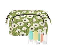 decor gift Bolsa organizadora de almacenamiento, ligera, simple, flor verde y blanca (longword), período de bolsa de maquillaje para capacidad, cosméticos de viaje