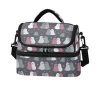 decor gift Bolsa térmica de doble capa con diseño de corazones y sellos del Nilo, resistentes al aceite, con bolsillo lateral para pañuelos, para playa, camping, viajes por carretera