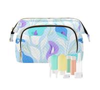 decor gift Bolsas de cosméticos grandes impermeables, color azul y morado con flores de lirio de cala para mujer, monedero de gran capacidad, monedero de tela para mujer