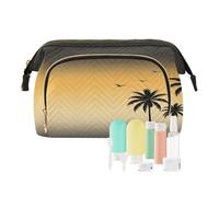 decor gift Bolsas de cosméticos grandes impermeables con diseño de árbol de coco hawaiano negro Gridient (longword) para mujer, cartera para dinero en efectivo para organizar artículos personales