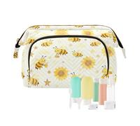 decor gift Bolsas de cosméticos grandes ligeras con diseño de girasol y abeja ocupada para organizador de viaje, cosméticos para