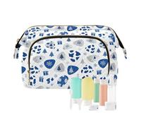 decor gift Bolsas de cosméticos grandes portátiles con estampado de piel de vaca de Navidad, azul y plateado (longword), bolsa de joyería para organizador de tarjetas y llaves