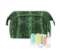 decor gift Bolsas de cosméticos grandes portátiles de piel de cocodrilo lagarto verde (longword) para mujer, monedero para maquillaje y viajes
