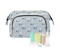 decor gift Bolsas de maquillaje ligeras y bonitas con dibujos animados de pájaro del Nilo azul (longword) para mujer, monedero para organizador de joyas