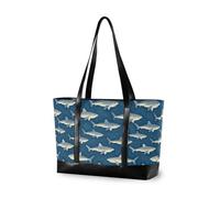decor gift Bolsas de trabajo para enfermeras de gran capacidad con cremallera, diseño de corazón de San Valentín, telaraña gótica para la universidad con tableta, Cian Blue Ocean Sharks Lover