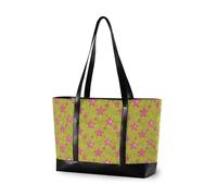 decor gift Bolsas de trabajo profesionales con cremallera, bonito patrón de rana verde para mujer, funcionan con tableta, Leopard Cute Girl Star Preppy