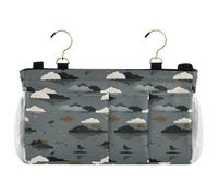 decor gift Bolsillos de cama para mesita de noche, gorrión del Nilo, isla de nubes, gris, bolsa de almacenamiento colgante para mesita de noche