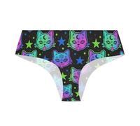 decor gift Bragas para mujer, diseño de gato mago neón, suaves y transpirables, ropa interior para mujer, Neon Wizard Cat, S Más