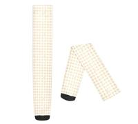 decor gift Calcetines por encima de la rodilla con estampado de estrellas a cuadros crema