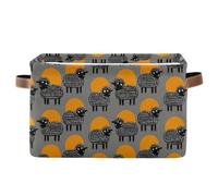 decor gift Canastas de almacenamiento divertidas de corderos indios locos grises plegables e impermeables para contenedores de almacenamiento con asas resistentes, juego de 2 para organizador de