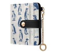 decor gift Cartera clásica plegable de madera para mujer, diseño de pingüino, Blu Ray, color blanco roto, impermeable, de piel sintética, para hombres y mujeres