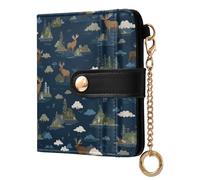 decor gift Cartera pequeña plegable para mujer, diseño de alce del Nilo, isla de nube, color azul oscuro, bonita cartera de piel sintética para uso diario