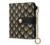 decor gift Cartera plegable compacta para mujer, estilo afro samurái, pavo real, dorado, blanco, impermeable, de piel sintética, para mujeres y niñas