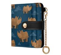 decor gift Cartera plegable de piel sintética para mujer, estilo moderno, de madera, rinoceronte, Blu Ray, impermeable, minimalista, cartera de piel sintética para mujer