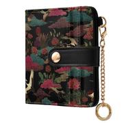 decor gift Cartera plegable ligera para mujer, diseño de grulla, isla de nube, dorado, negro, elegante, de piel sintética, para mujeres y niñas