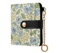 decor gift Cartera plegable minimalista para mujer, diseño de flores de amapola azul, William Morris, cartera única de piel sintética para mujeres y niñas