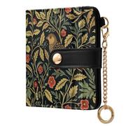 decor gift Cartera plegable para mujer con ranuras para tarjetas, diseño de pájaro de William Morris, cómoda y compacta, cartera de piel sintética para niñas y mujeres