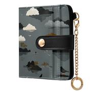 decor gift Cartera plegable para mujer con ranuras para tarjetas, gorrión del Nilo, isla de nube, gris, portátil, de piel sintética, para hombres y mujeres