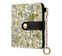decor gift Cartera plegable pequeña para mujer, diseño retro de flores beige, William Morris, cartera plegable de piel sintética única para mujeres y niñas