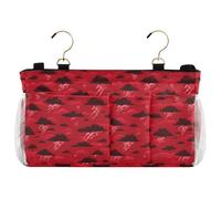 decor gift Cesta de almacenamiento colgante para mesita de noche, color rojo, para rieles de cama, organizador de libros