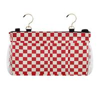 decor gift Cesta organizadora de almacenamiento para mesita de noche, diseño de tablero de ajedrez rojo y blanco, cesta colgante para dormitorio, para control remoto de TV, teléfonos, revistas