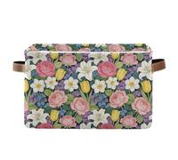 decor gift Cestas de almacenamiento William Morris Pink Rose Lily plegables e impermeables, cubos de almacenamiento de tela con asa resistente para organizar mantas, 2 piezas para gadget orangizer