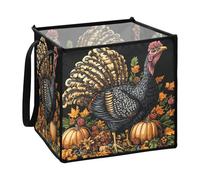 decor gift Cubos de almacenamiento plegables de fieltro duraderos para mantas de dormitorio, color negro, pavo, calabaza, Acción de Gracias, L