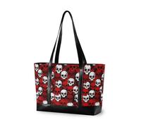 decor gift Elegante bolsa de viaje para mujer con cremallera azul marino tropical palmera costera para la escuela con, Cráneo gótico de terror con sangre goteando