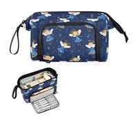 decor gift Estuche de gran capacidad, diseño de ángel, color azul marino, estuche portátil para niños, artículos imprescindibles para la escuela