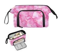 decor gift Estuche grande de mármol fluorescente rosa y dorado de gran capacidad, suministros escolares preparados con compartimento para adultos, cartuchos de viaje para ninas