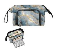 decor gift Estuche para lápices de mármol chino gris y azul dorado con ranura de gran capacidad, portátil, para cartuchos escolares preparatorios para mujer