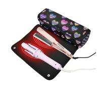 decor gift Hot Hair Tools - Bolsa de viaje con purpurina falsa y lazo de | Estuche de viaje impermeable para rizador de San Valentín con almohadilla resistente al calor para alisadores, rizadores