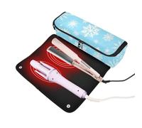 decor gift Hot Hair Tools - Bolsa de viaje para invierno, diseño de copo de | Estuche de viaje impermeable para rizador y tapete resistente al calor para planchas planas, alisadores y rizadores