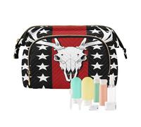 decor gift Make Up Bags Essentials - Bolso cambiador de monedas para mujer, diseño de bandera americana con cola blanca y ciervos (longword)