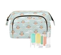 decor gift Make Up Bags Essentials - Cartera para mujer, diseño de búho de playa, color aguamarina (longword) para cosméticos grandes