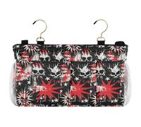 decor gift Mesita de noche, estilo punk, calavera, estrellas, rojo y negro, bolsa de almacenamiento para botellas de agua, revistas, teléfono, gafas, almacenamiento para controles de TV