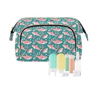 decor gift Neceser colgante de viaje Essentials Pink Shark Happy Ocean Turquesa (longword) monedero para mujer para maquillaje de viaje