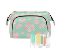 decor gift Neceser de maquillaje de viaje Essentials Spring Red Flowers Green Pattern (longword) Bolsa de maquillaje para la capacidad, cosméticos de viaje