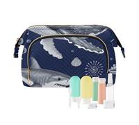 decor gift Neceser grande Essentials Ocean Life Sea Fish Vintage Azul (longword) Monedero para mujer para artículos de aseo de viaje
