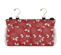 decor gift Organizador de mesita de noche, con líneas de rosas blancas, color rojo, retro, bolsa de cama para el hogar, litera, dormitorio, sofá, organizadores para cama