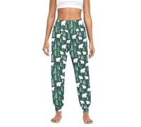 decor gift Pantalones de harén para mujer, suaves, acogedores, simples, bosques blancos, pantalones deportivos con bolsillos para entrenamiento en casa, Simple White Bear Forests, XXL