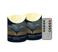 decor gift Velas impermeables sin llama con temporizador de 2/4/6/8 horas Just Who Loves Books, velas realistas de batería parpadeantes para fiesta de Año Nuevo