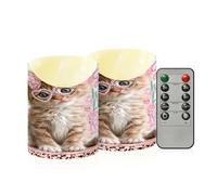 decor gift Velas LED impermeables para exteriores con temporizador de 2/4/6/8 horas con texto en inglés "Just A Girl Who Loves Kitten", velas de larga duración que funcionan con pilas para mesa de