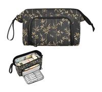 decor gift William Morris - Estuche para lápices de bambú dorado y negro, bolsa de gran capacidad con cremallera para adolescentes y niños universitarios