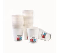 DecoR-Italy, vasos de agua biodegradables, paquete de 50 unidades de 200 ml - 5,5 oz desechables, ecológicos ecológicos, color blanco, vasos de cartón resistente a bebidas hasta 85/90 °