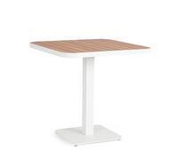 Decor Space Mesa Belmar con estructura de aluminio barnizado con polvo y tablero de efecto madera para decoración del hogar (blanco)