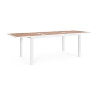 Decor Space Mesa Hilija con estructura de aluminio barnizado con pintura en polvo, tablero de efecto madera para decoración del hogar (blanco, 160/240 x h 75 cm)